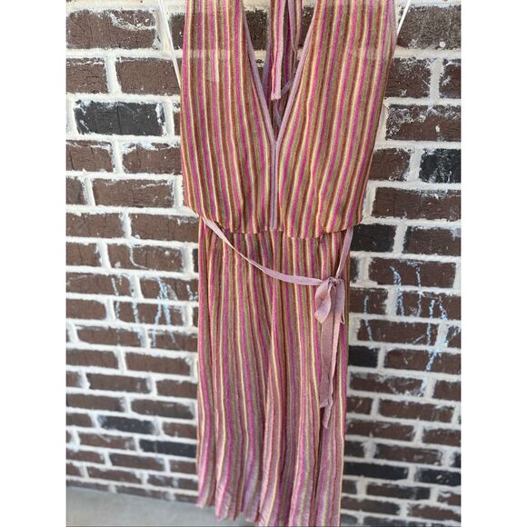 NWOT Happy Sheep Lurex Italian Pleated Halter Neck Midi Dress Size Small - Picture 3 of 6